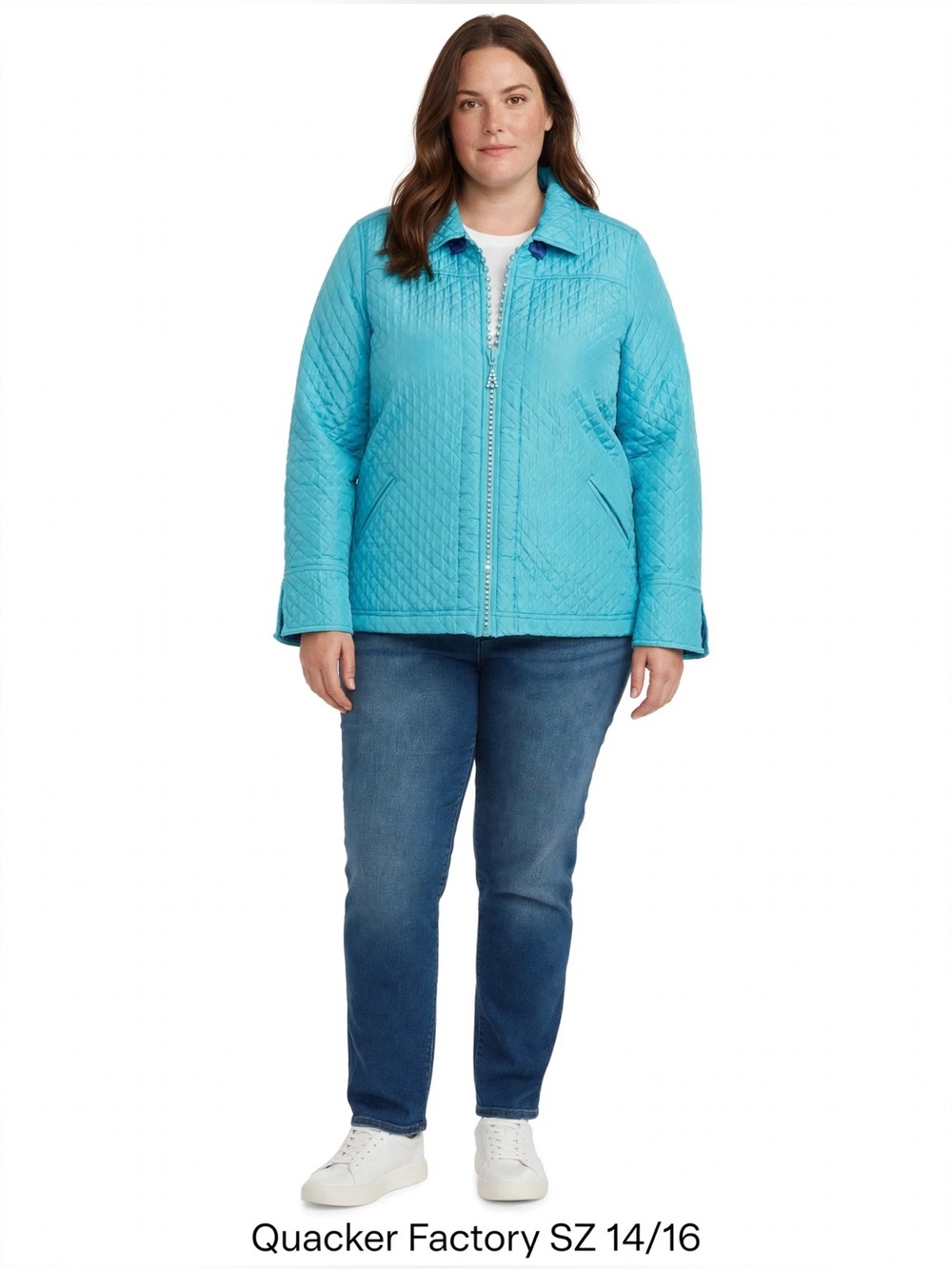 Quacker Factory Quilted Silk Lightweight Jacket - Turquoise NWOT SZ L or 14/16
